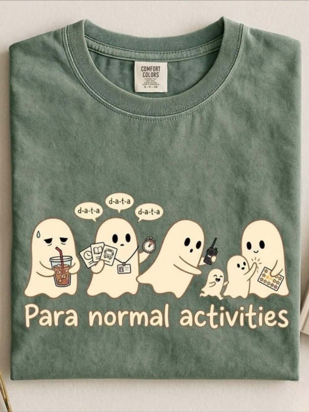 Comfort Color Data analysis Paranormal Activities Cute Ghost Corporate Humor Tee